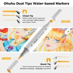 Ohuhu Dual Tip Water-Based Art Markers for Vibrant Illustrations -Ohuhu Store 117 water based markers 2