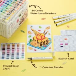 Ohuhu Dual Tip Water-Based Art Markers for Vibrant Illustrations -Ohuhu Store 117 water based markers 5
