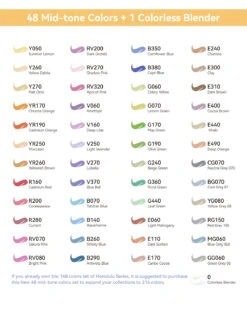 Ohuhu Honolulu 48 Mid-tone Colors Alcohol Markers with Dual Brush & Chisel Tips 20 Ohuhu Honolulu 48 Mid-tone Colors Alcohol Markers with Dual Brush & Chisel Tips -Ohuhu Store 48midcolorcardsnew