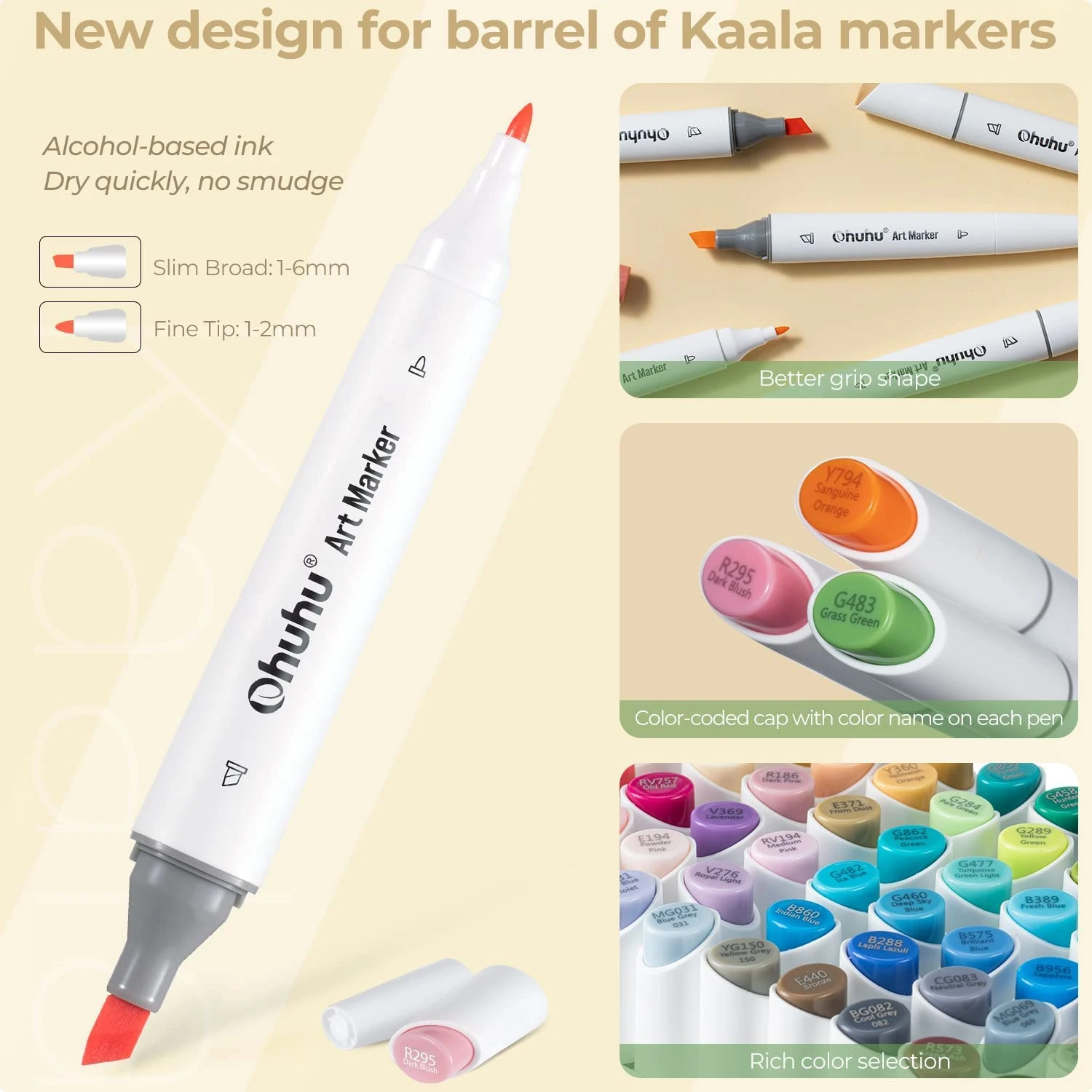 Ohuhu Kaala Series 60-Color Dual Tip Alcohol Art Markers 7 Ohuhu Kaala Series 60-Color Dual Tip Alcohol Art Markers - Image 5