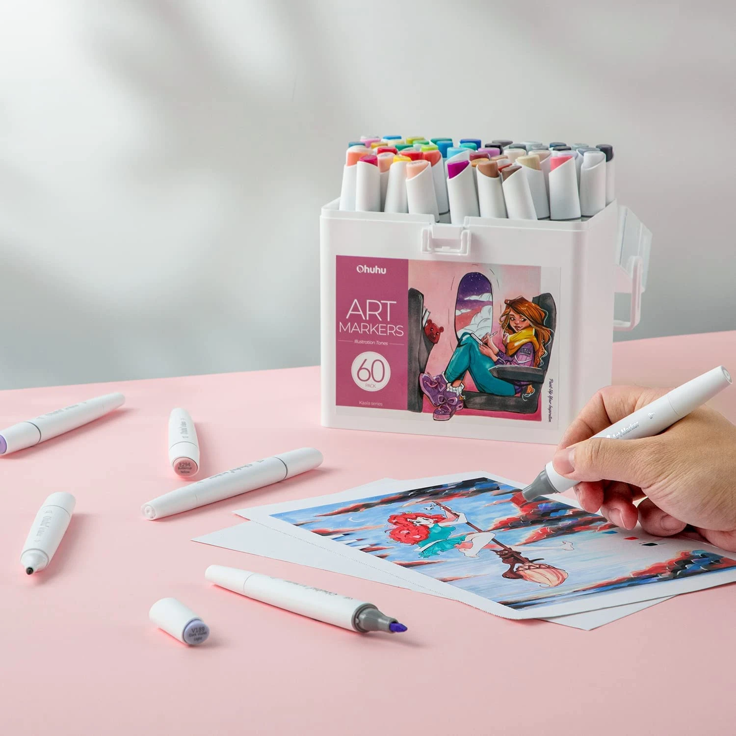 Ohuhu Kaala Series 60-Color Dual Tip Alcohol Art Markers 10 Ohuhu Kaala Series 60-Color Dual Tip Alcohol Art Markers - Image 8