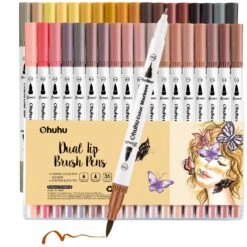 Ohuhu Maui 36 Skin Tone Colors Dual Tip Art Markers (Brush & Fineliner)