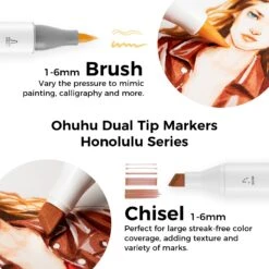 Ohuhu Honolulu 24 Skin Tone Colors Dual Tip Portrait Alcohol Art Markers -Ohuhu Store Honolulu skin 3 1