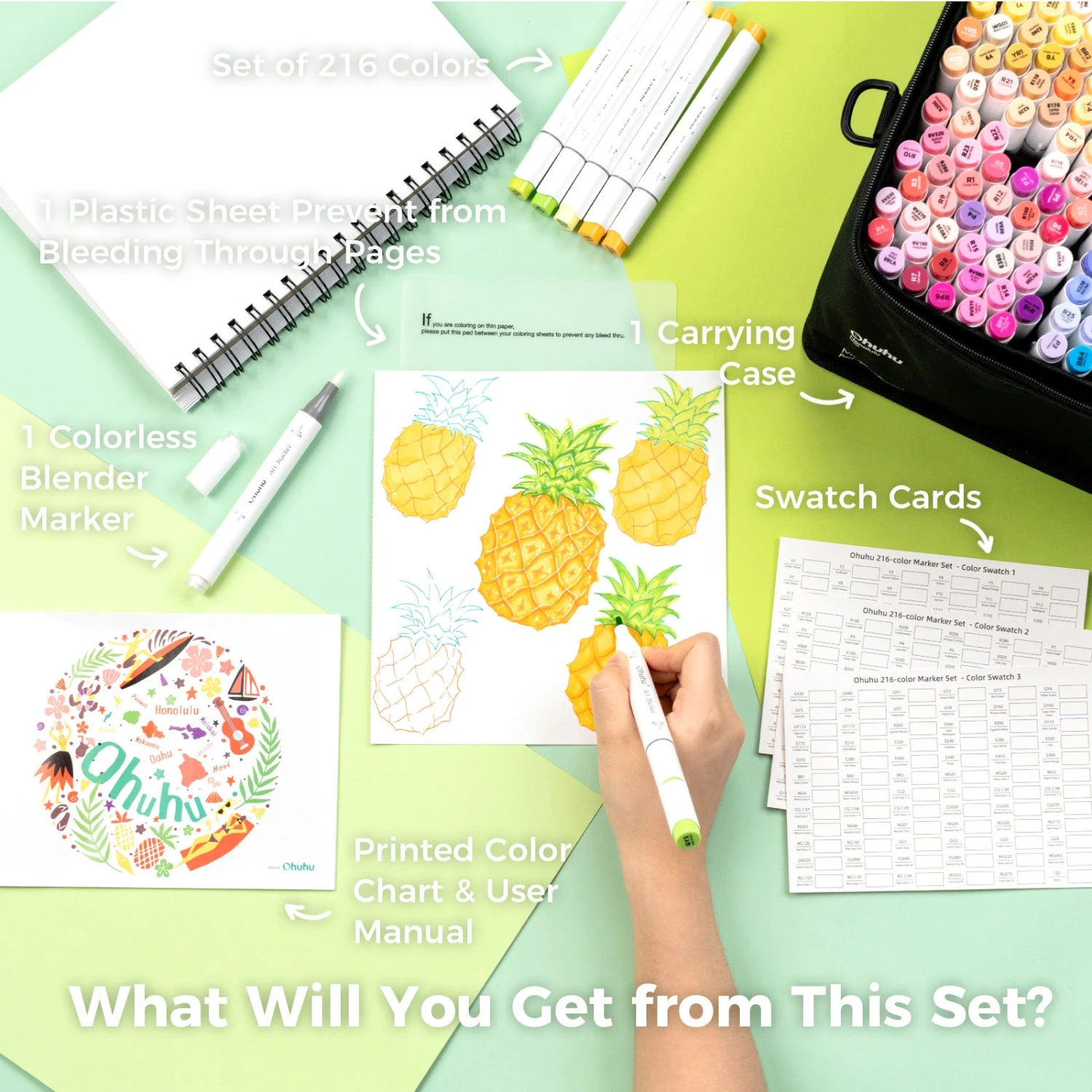 Ohuhu Honolulu 216 Colors Dual Tip Alcohol Art Markers Set 15 Ohuhu Honolulu 216 Colors Dual Tip Alcohol Art Markers Set - Image 13