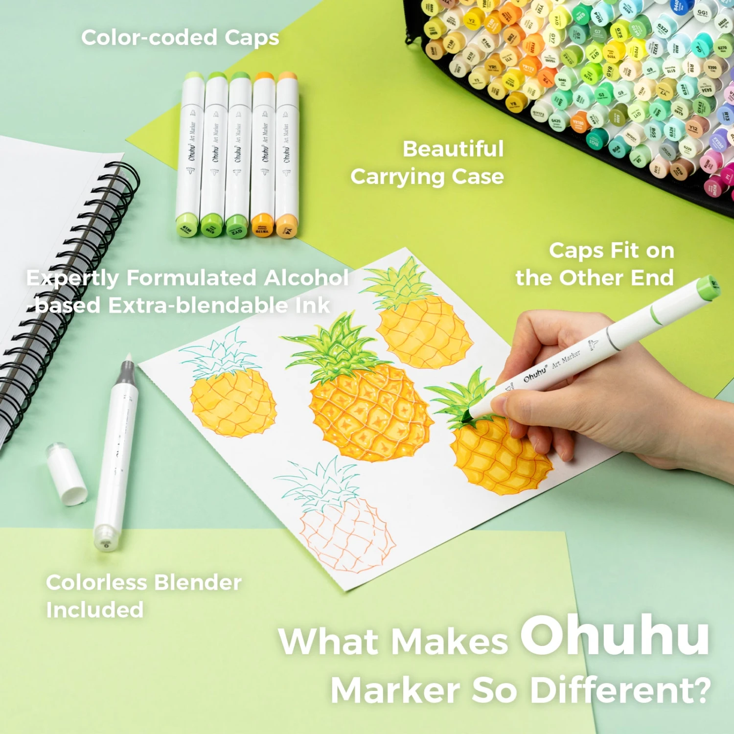 Ohuhu Honolulu 320 Colors Dual Tips Alcohol Art Markers 22 Ohuhu Honolulu 320 Colors Dual Tips Alcohol Art Markers - Image 20