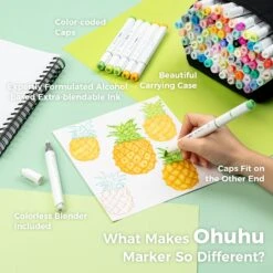 Ohuhu Honolulu 72 Colors Dual Tip Alcohol Art Markers with Carrying Case -Ohuhu Store Honolulu72Basic 2 cefd6423 f5e0 4c71 ba83 4fd228374c58