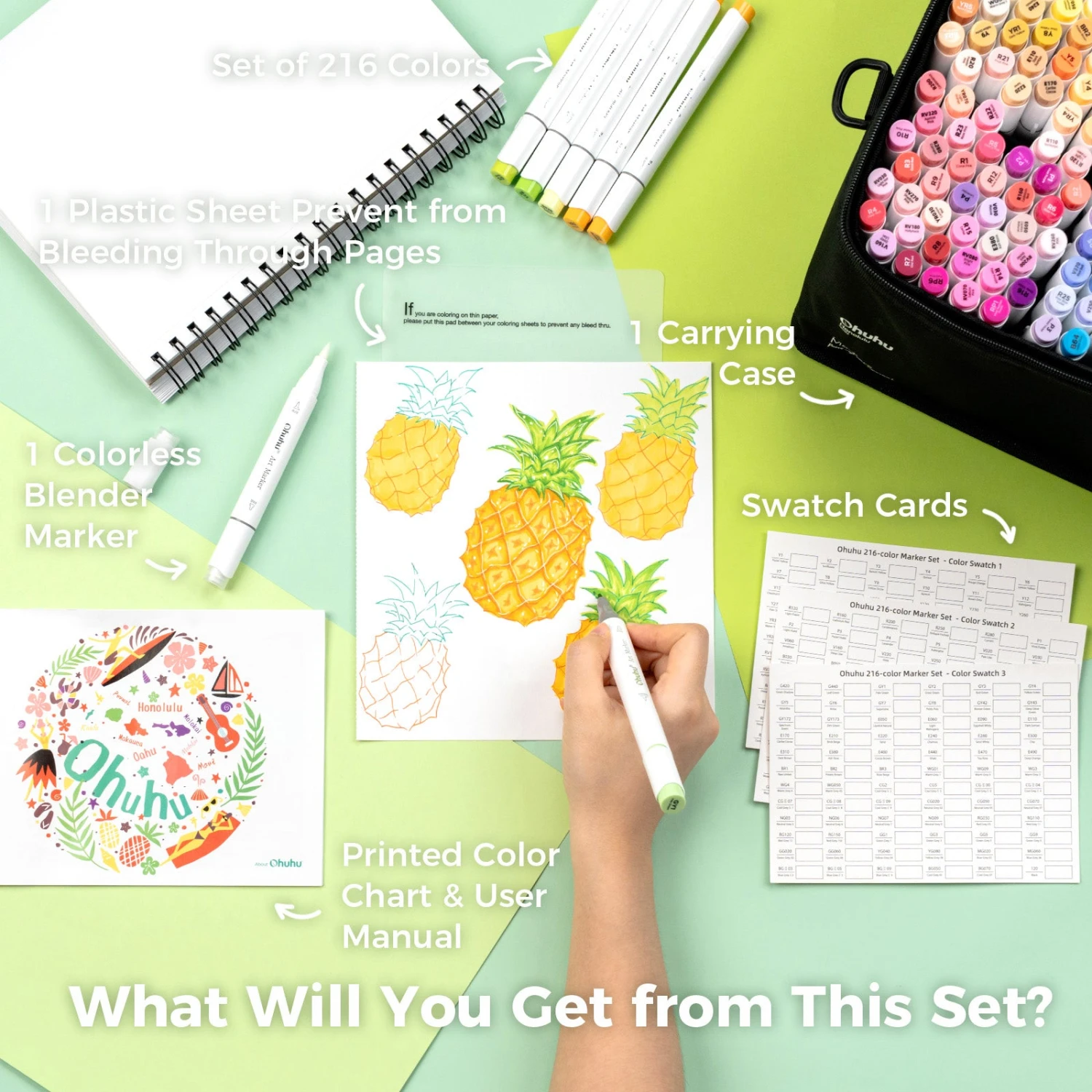 Ohuhu Honolulu 216 Colors Dual Tip Alcohol Art Markers Set 14 Ohuhu Honolulu 216 Colors Dual Tip Alcohol Art Markers Set - Image 12