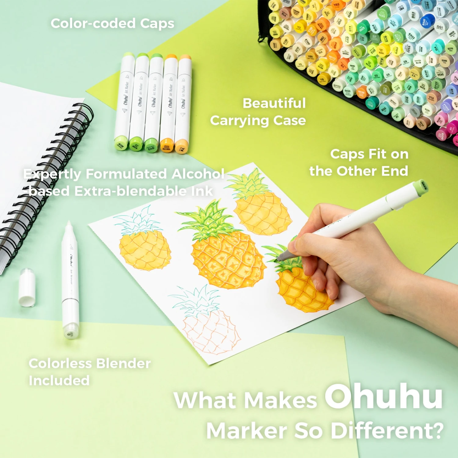 Ohuhu Honolulu Series Dual Tip Alcohol Markers: Brush & Chisel Tips 18 Ohuhu Honolulu Series Dual Tip Alcohol Markers: Brush & Chisel Tips - Image 16