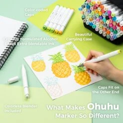 Ohuhu Honolulu 72 Colors Dual Tip Alcohol Art Markers with Carrying Case -Ohuhu Store HonoluluB72Basic 2 71d83747 daed 48c5 a6b6 33b63056d31a