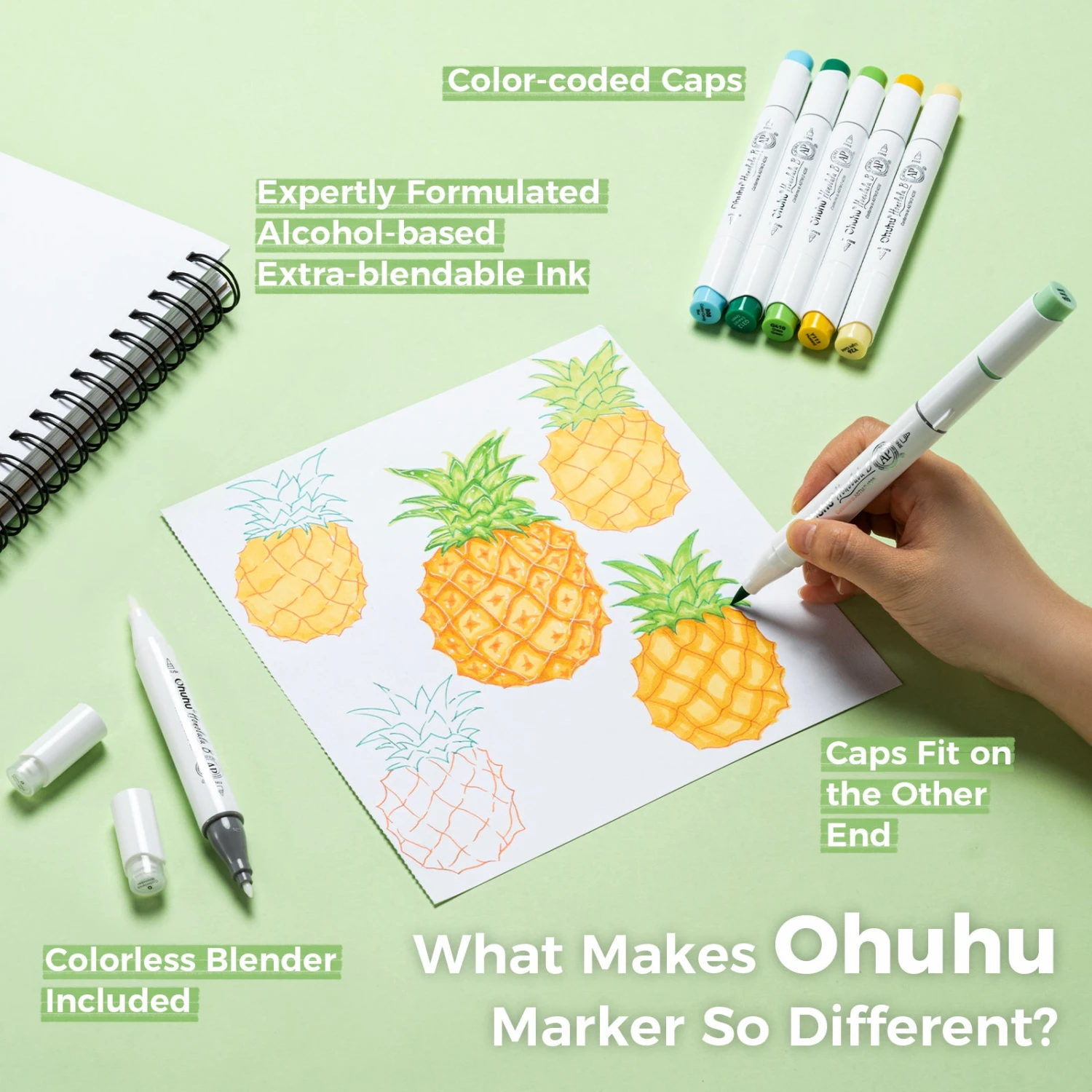 Ohuhu Honolulu 320 Colors Dual Tips Alcohol Art Markers 10 Ohuhu Honolulu 320 Colors Dual Tips Alcohol Art Markers - Image 8