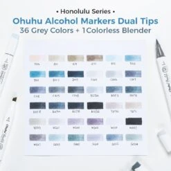 Ohuhu Honolulu 36 Gray Tone Alcohol Markers - Dual Tip Brush & Chisel Set -Ohuhu Store Honolulu 36 Gray Tone v2 1