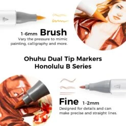 Ohuhu Honolulu 24 Skin Tone Colors Dual Tip Portrait Alcohol Art Markers -Ohuhu Store Honolulu B 36 skin