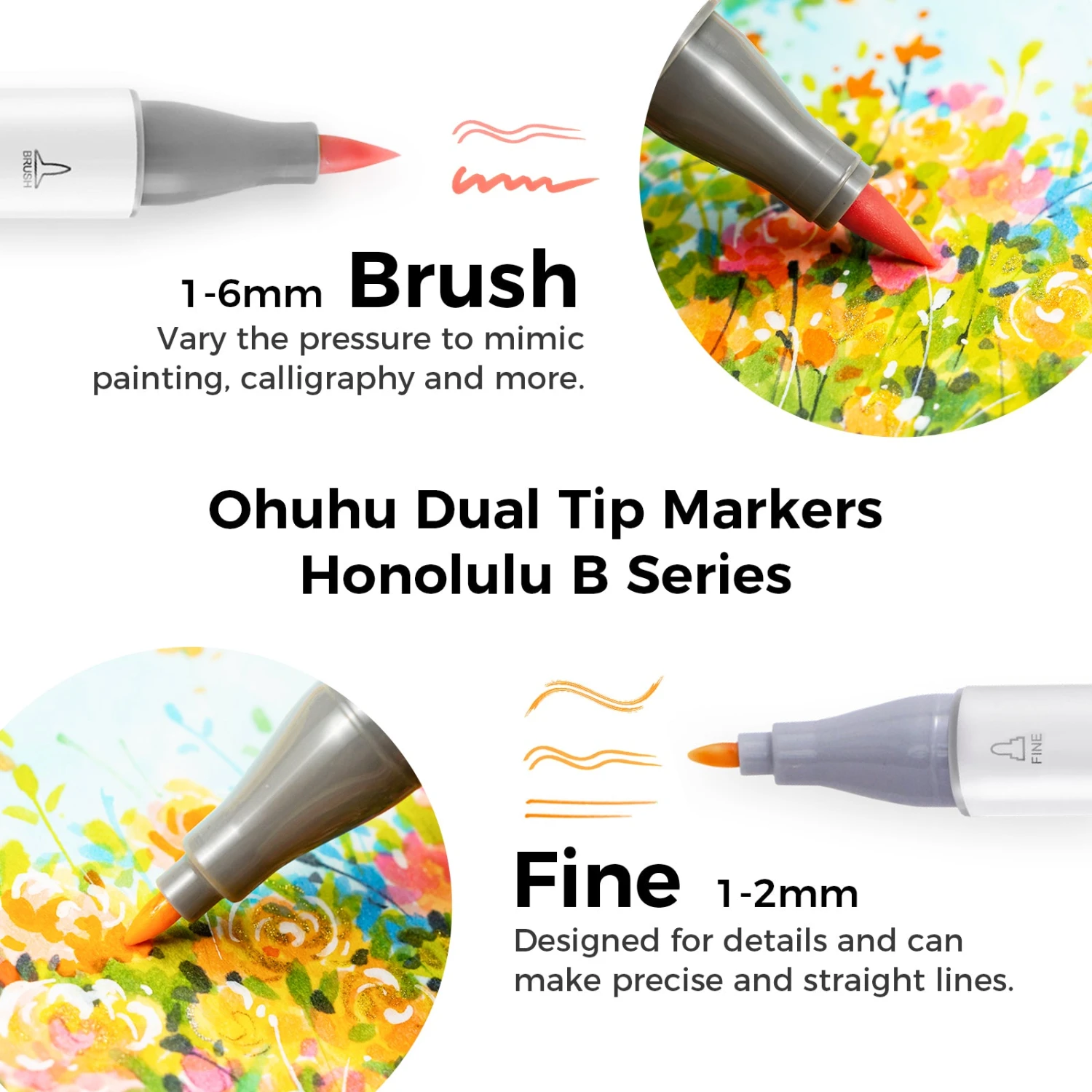 Ohuhu Honolulu 48 Mid-tone Colors Alcohol Markers with Dual Brush & Chisel Tips 16 Ohuhu Honolulu 48 Mid-tone Colors Alcohol Markers with Dual Brush & Chisel Tips - Image 14