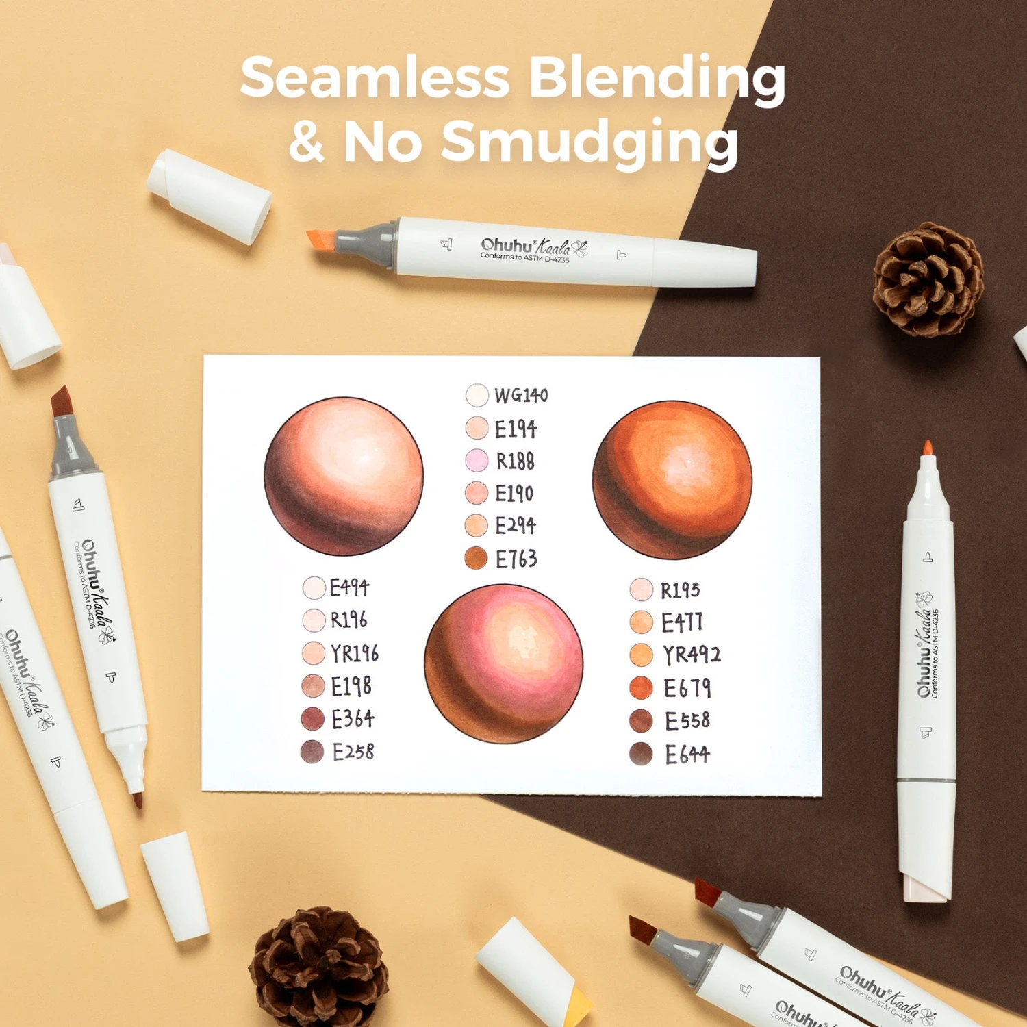 Ohuhu Kaala Four Tones 60-Count Slim Broad & Fine Dual Tip Alcohol Markers 18 Ohuhu Kaala Four Tones 60-Count Slim Broad & Fine Dual Tip Alcohol Markers - Image 16