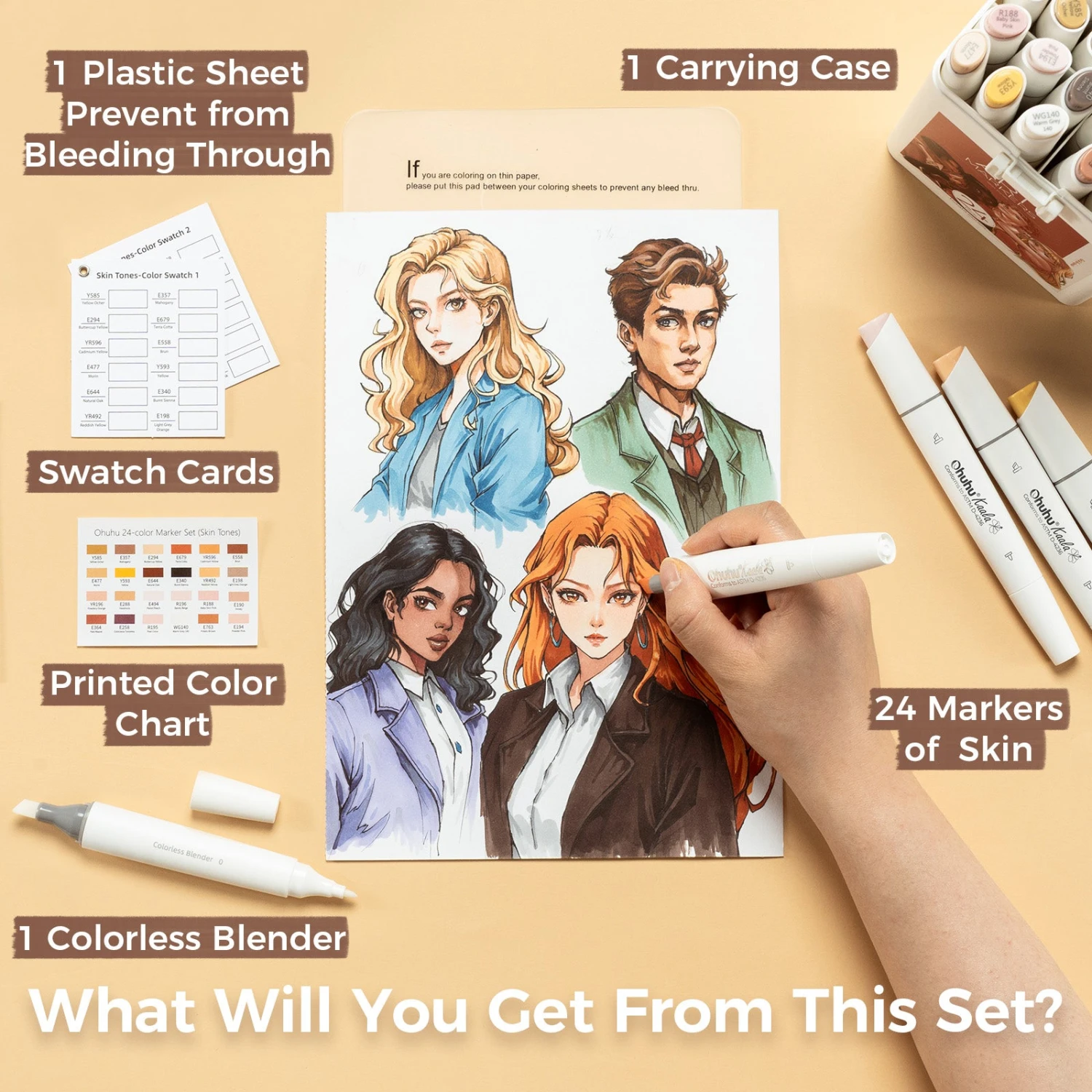 Ohuhu Kaala Dual Tip Alcohol Markers - 24 Professional Skin Tone Set 19 Ohuhu Kaala Dual Tip Alcohol Markers - 24 Professional Skin Tone Set - Image 17