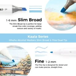 Ohuhu Kaala Four Tones 60-Count Slim Broad & Fine Dual Tip Alcohol Markers 31 Ohuhu Kaala Four Tones 60-Count Slim Broad & Fine Dual Tip Alcohol Markers -Ohuhu Store Kaala Landscapetone 60 color 2