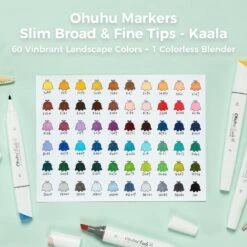 Ohuhu Kaala Four Tones 60-Count Slim Broad & Fine Dual Tip Alcohol Markers 33 Ohuhu Kaala Four Tones 60-Count Slim Broad & Fine Dual Tip Alcohol Markers -Ohuhu Store Kaala Landscapetone 60 color 4