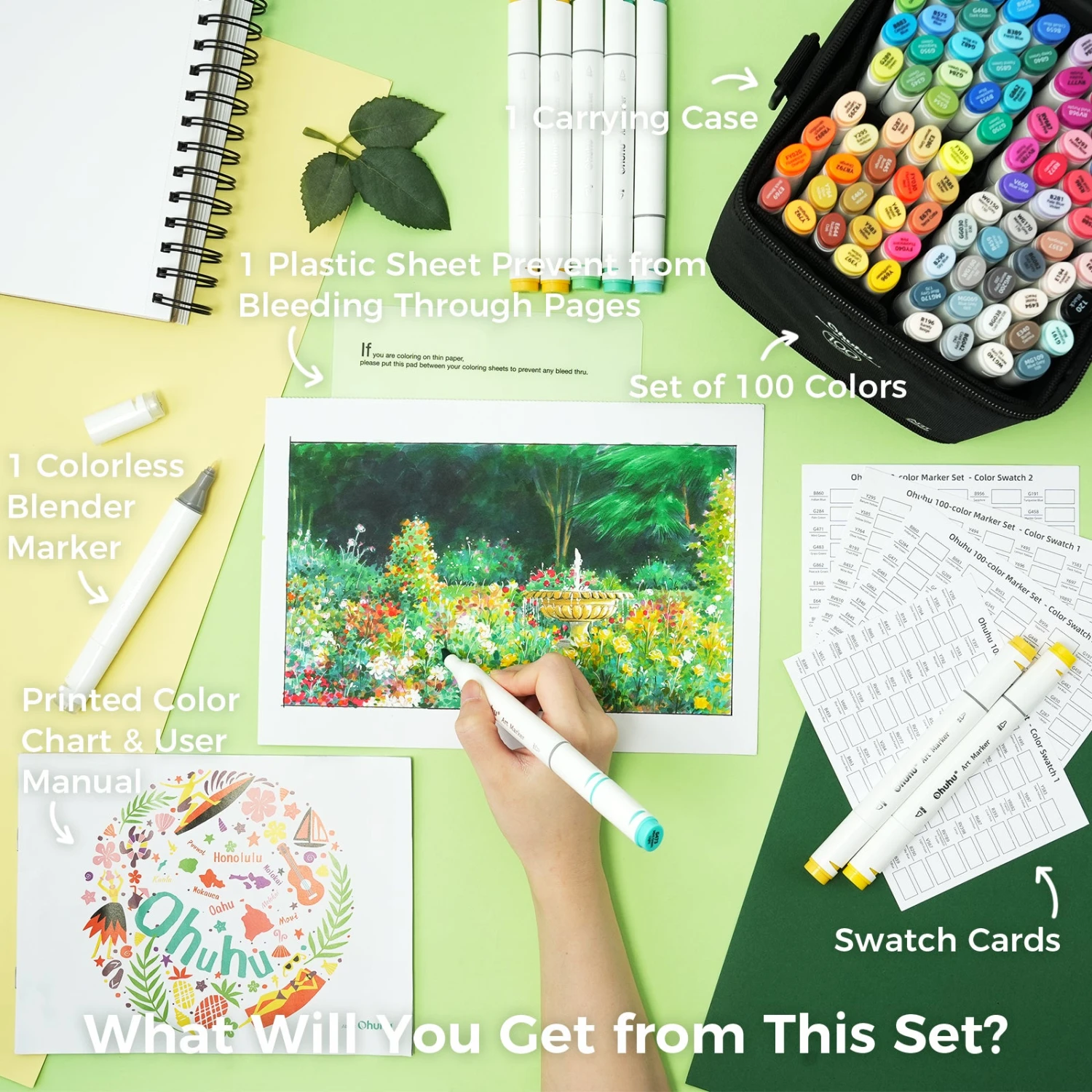 Ohuhu Oahu 100 Colors Dual Tip Alcohol Art Markers with Carrying Case 9 Ohuhu Oahu 100 Colors Dual Tip Alcohol Art Markers with Carrying Case - Image 7