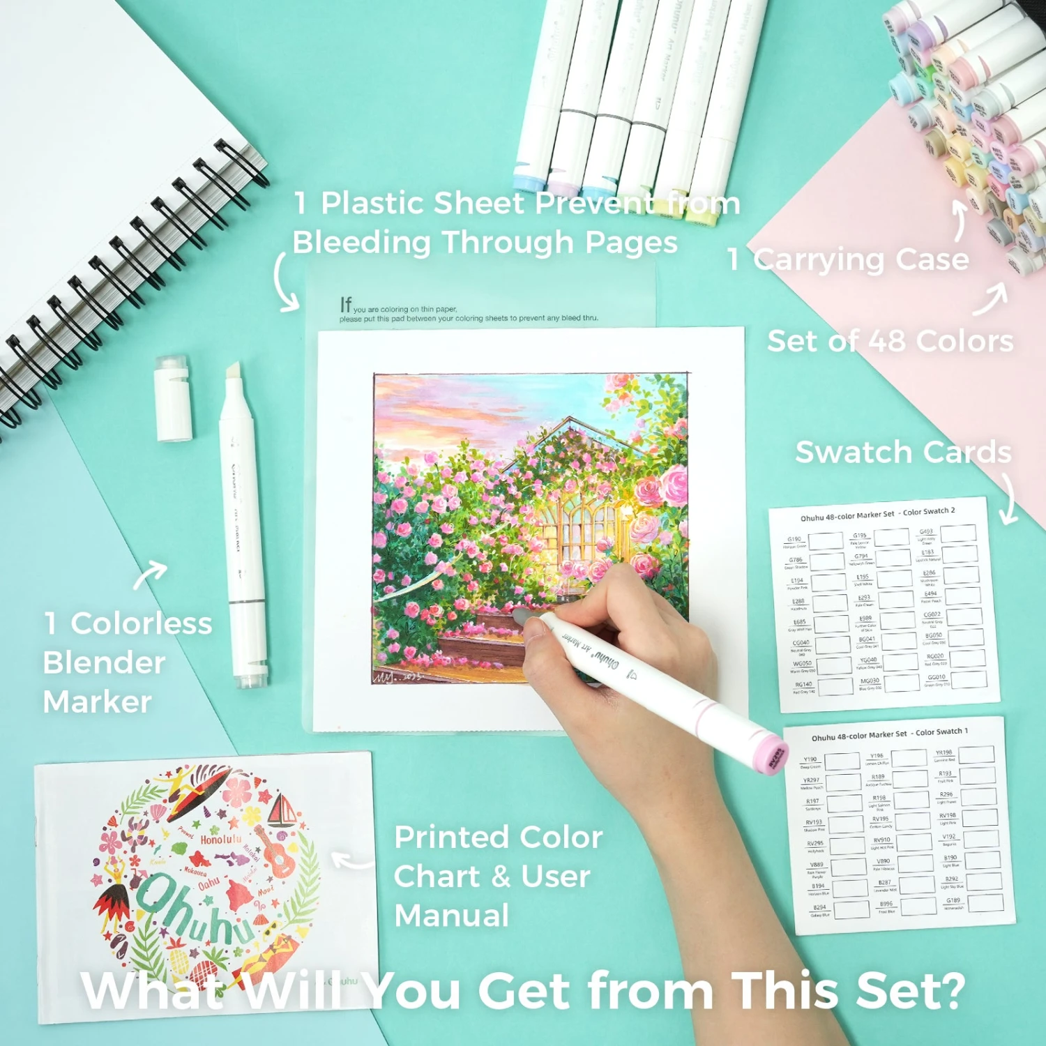 Ohuhu Oahu 48 Pastel Colors Dual Tip Alcohol Art Markers 9 Ohuhu Oahu 48 Pastel Colors Dual Tip Alcohol Art Markers - Image 7