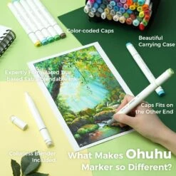 Ohuhu Oahu 60-Color Dual Tip Alcohol Art Markers (Fine & Chisel) -Ohuhu Store Oahu markers 60 A e7bef860 d3c9 49f0 8a49 d90a6b30f559