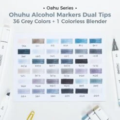 Ohuhu Oahu 36 Gray Tone Dual Tip Alcohol Art Markers Set -Ohuhu Store Oahu 36 grey v2 4