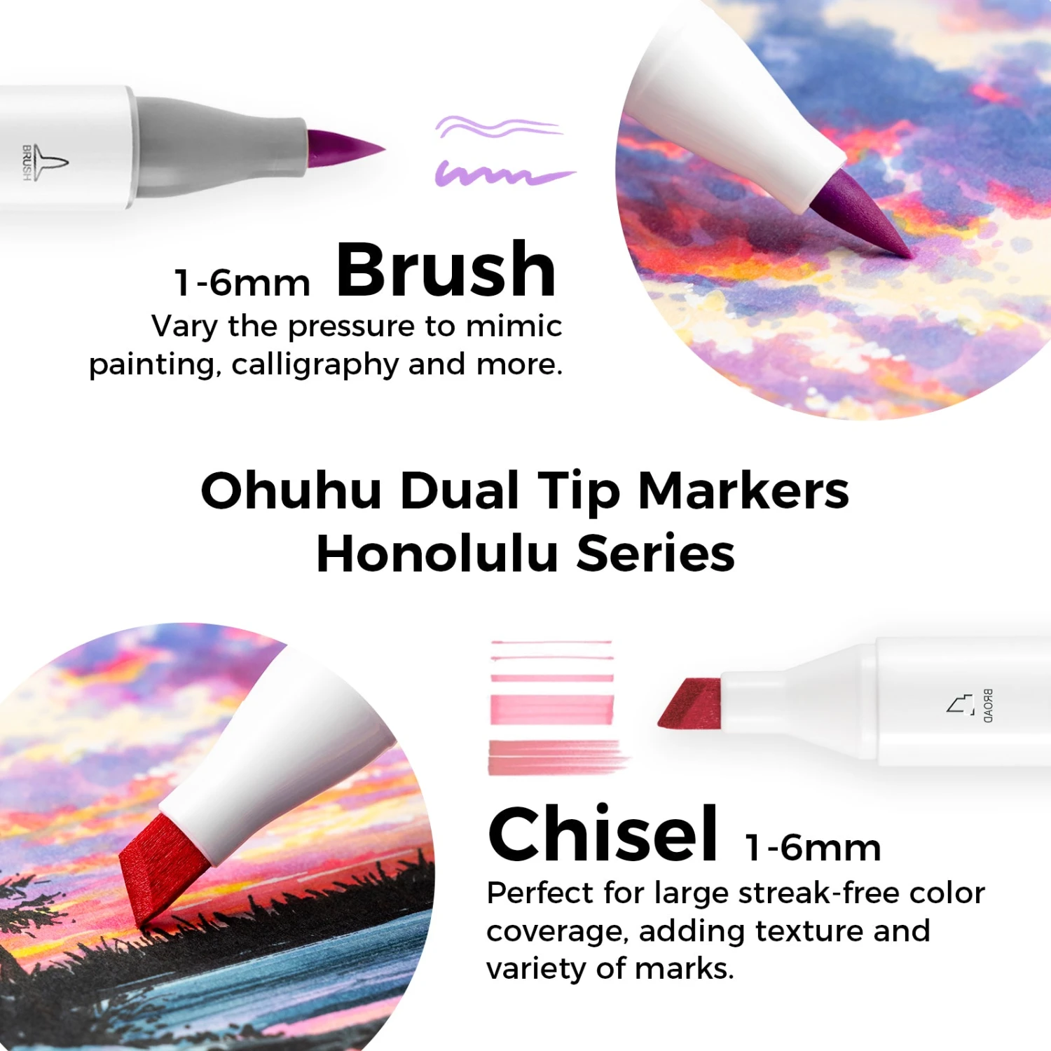 Ohuhu Honolulu 104-Color Dual Tip Alcohol Art Markers with Brush & Chisel 5 Ohuhu Honolulu 104-Color Dual Tip Alcohol Art Markers with Brush & Chisel - Image 3