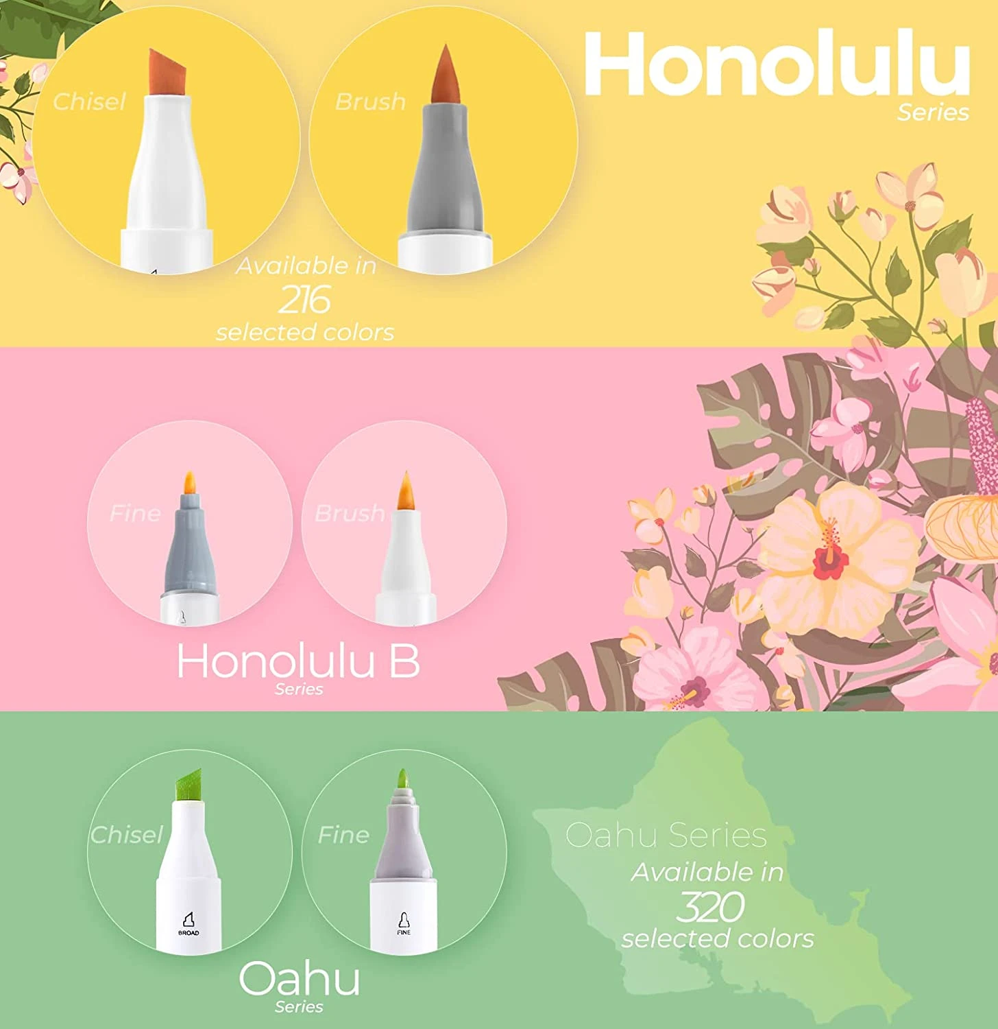 Ohuhu Honolulu 104-Color Dual Tip Alcohol Art Markers with Brush & Chisel 10 Ohuhu Honolulu 104-Color Dual Tip Alcohol Art Markers with Brush & Chisel - Image 8