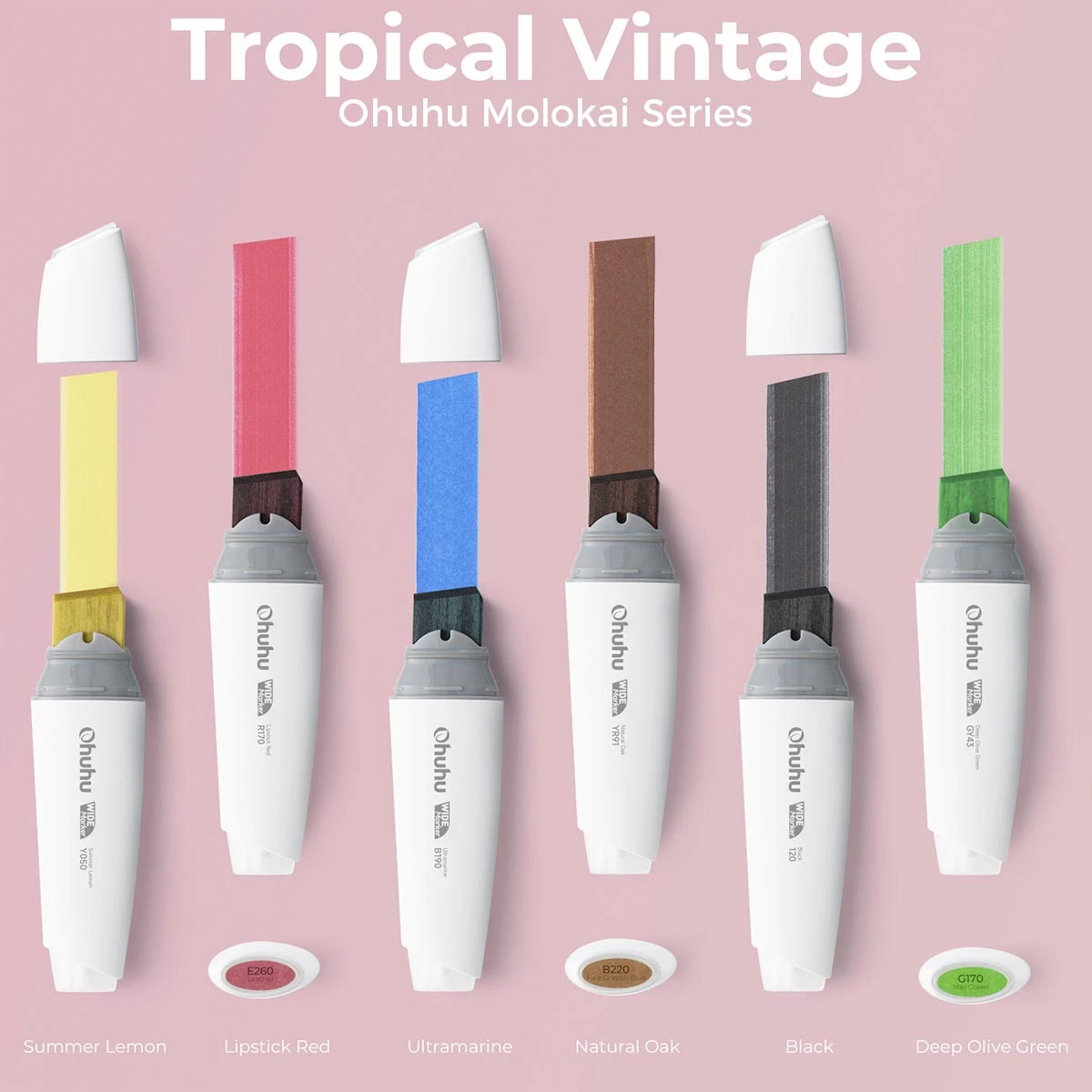 Ohuhu Molokai 24-Piece Extra-wide Tip Alcohol Art Marker Set 10 Ohuhu Molokai 24-Piece Extra-wide Tip Alcohol Art Marker Set - Image 8