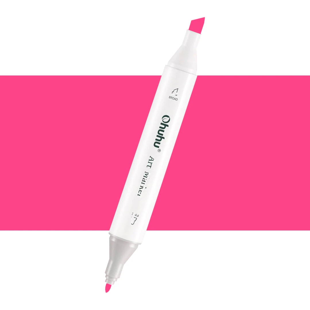 Ohuhu Oahu RV497 Bright Pink Individual Marker - Fine & Chisel Tip 3 Ohuhu Oahu RV497 Bright Pink Individual Marker - Fine & Chisel Tip