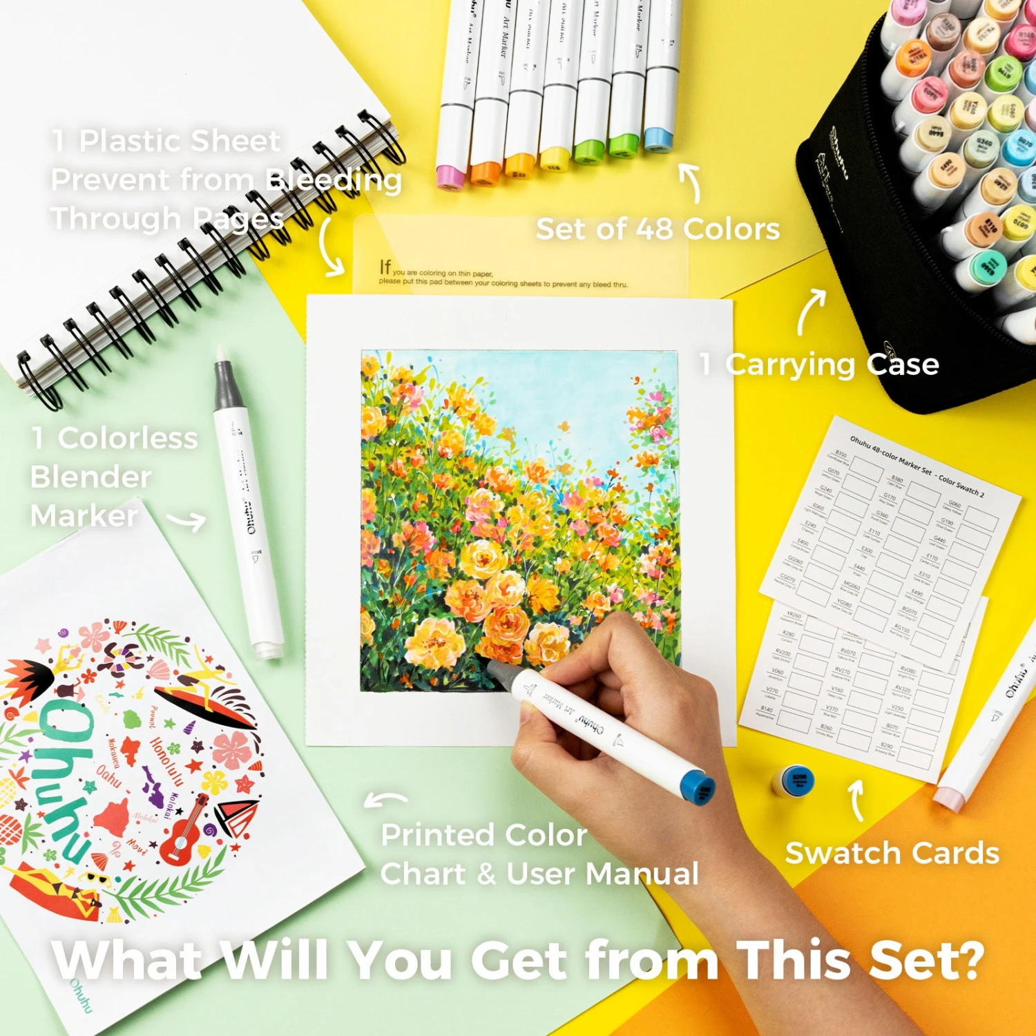 Ohuhu Honolulu 48 Mid-tone Colors Alcohol Markers with Dual Brush & Chisel Tips 14 Ohuhu Honolulu 48 Mid-tone Colors Alcohol Markers with Dual Brush & Chisel Tips - Image 12