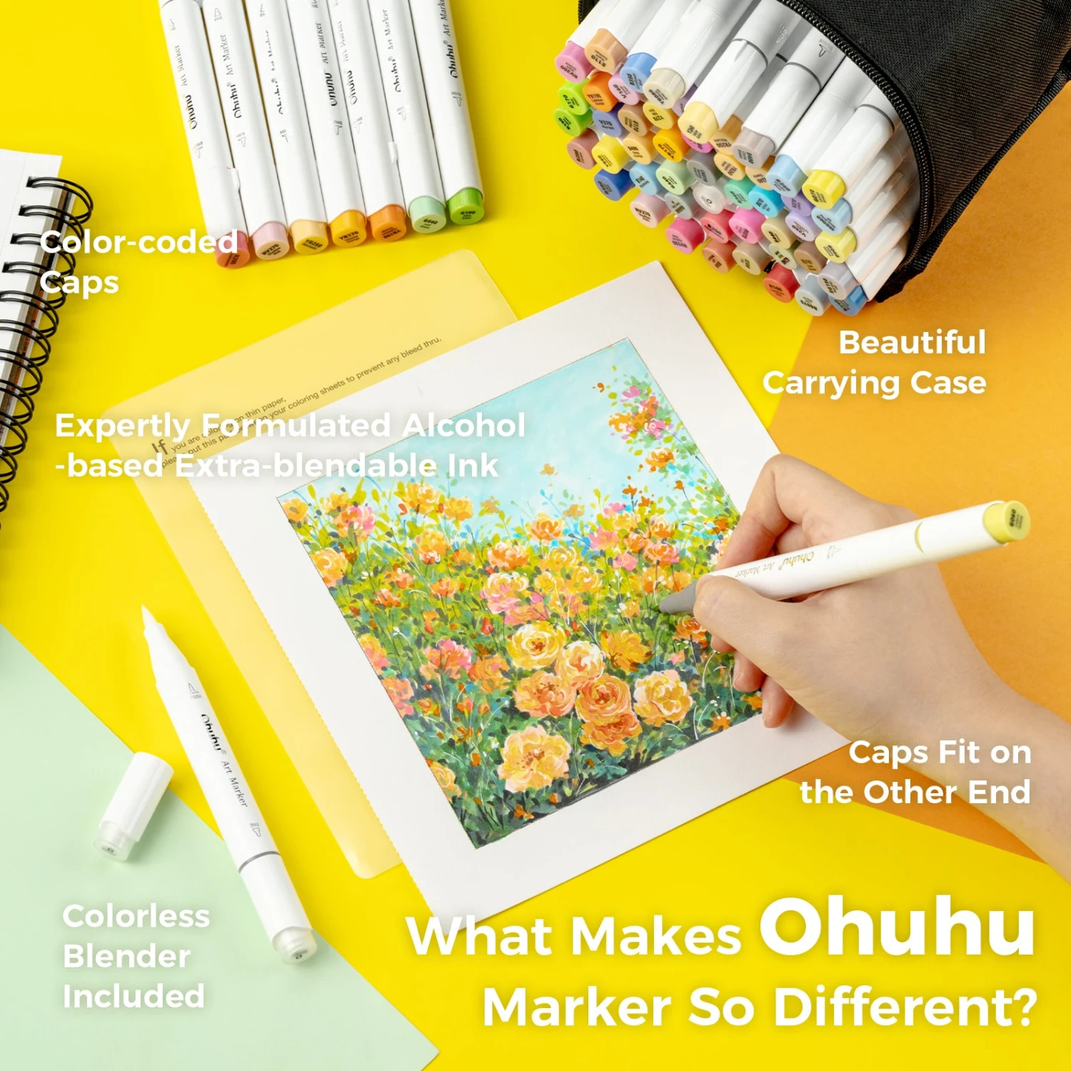 Ohuhu Honolulu 48 Mid-tone Colors Alcohol Markers with Dual Brush & Chisel Tips 12 Ohuhu Honolulu 48 Mid-tone Colors Alcohol Markers with Dual Brush & Chisel Tips - Image 10