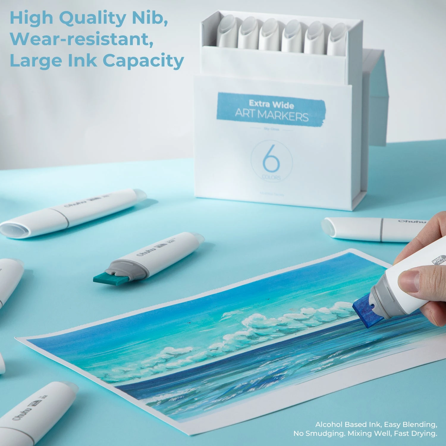 Ohuhu Molokai 24-Piece Extra-wide Tip Alcohol Art Marker Set 22 Ohuhu Molokai 24-Piece Extra-wide Tip Alcohol Art Marker Set - Image 20