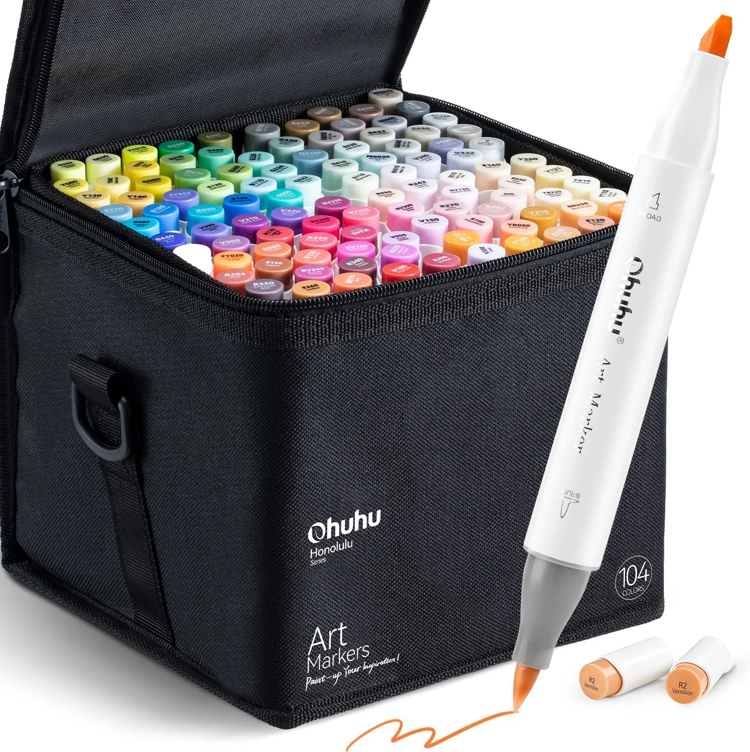 Ohuhu Honolulu 104-Color Dual Tip Alcohol Art Markers with Brush & Chisel 12 Ohuhu Honolulu 104-Color Dual Tip Alcohol Art Markers with Brush & Chisel - Image 10