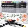Ohuhu Watercolor Brush Markers Set - 24 Vibrant Colors for Art & Lettering