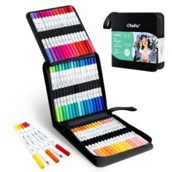 Ohuhu Pupe 60 Colors Paper-Friendly Dual Tip Brush & Fineliner Markers