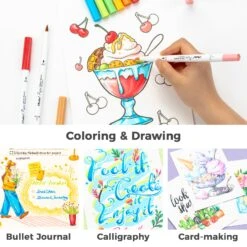 Ohuhu Pupe 60 Colors Paper-Friendly Dual Tip Brush & Fineliner Markers -Ohuhu Store Y30 80601 39 60 color 8