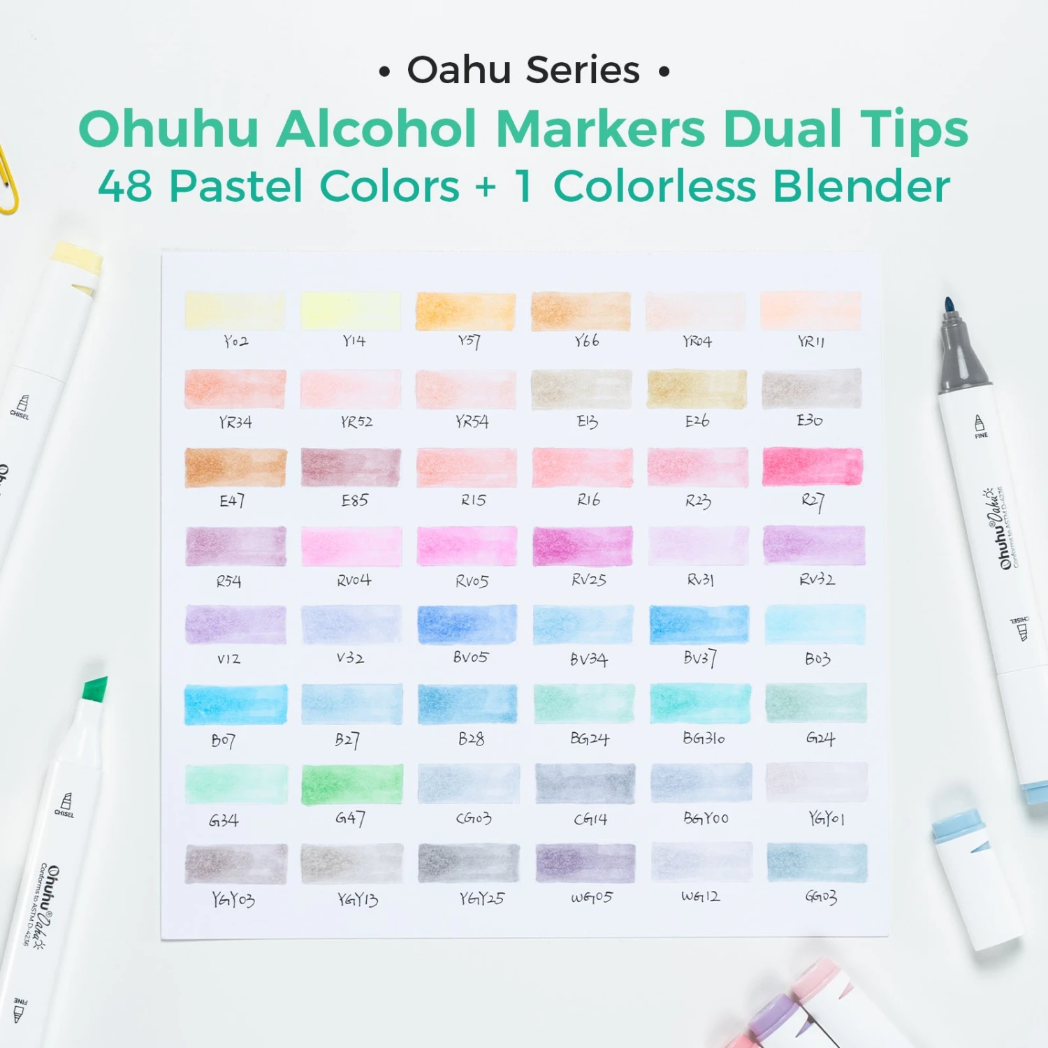 Ohuhu Oahu 48 Pastel Colors Dual Tip Alcohol Art Markers 17 Ohuhu Oahu 48 Pastel Colors Dual Tip Alcohol Art Markers - Image 15